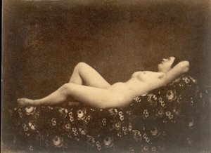 [Kvinne naken, tilbakelent, i profil], ca. 1853.