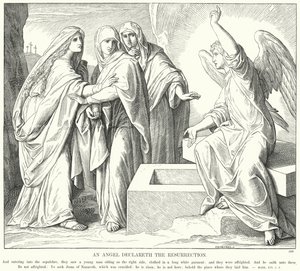 En engel erklærer oppstandelsen (gravering) av Julius (after) Schnorr von Carolsfeld