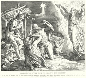 Kunngjøring av Kristi fødsel til hyrdene (gravering) av Julius (after) Schnorr von Carolsfeld