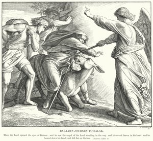 Bileams reise til Balak (gravering) av Julius (after) Schnorr von Carolsfeld