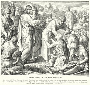 Kristus mater de fem tusen (gravering) av Julius (after) Schnorr von Carolsfeld
