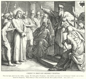 Kristus blir brakt foran Kaifas (gravering) av Julius (after) Schnorr von Carolsfeld