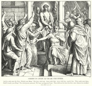 Kristus er gitt opp for å bli korsfestet (gravering) av Julius (after) Schnorr von Carolsfeld