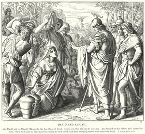 David og Abigail (gravering) av Julius (after) Schnorr von Carolsfeld