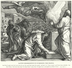 Davids ulydighet i å nummerere folket (gravering) av Julius (after) Schnorr von Carolsfeld