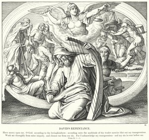 Davids omvendelse (gravering) av Julius (after) Schnorr von Carolsfeld