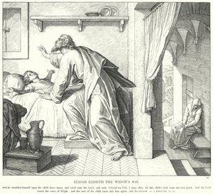 Elijah Raiseth enkens sønn (gravering) av Julius (after) Schnorr von Carolsfeld