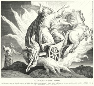 Elijah tatt opp til himmelen (gravering) av Julius (after) Schnorr von Carolsfeld