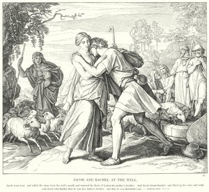 Jacob og Rachel ved brønnen (gravering) av Julius (after) Schnorr von Carolsfeld