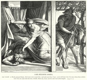 Jael Killeth Sisera (gravering) av Julius (after) Schnorr von Carolsfeld
