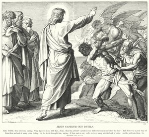 Jesus kaster ut djevler (gravering)