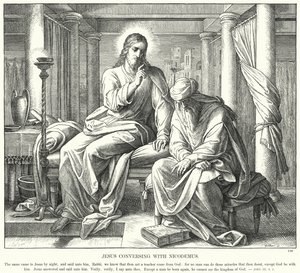 Jesus samtaler med Nikodemus (gravering) av Julius (after) Schnorr von Carolsfeld