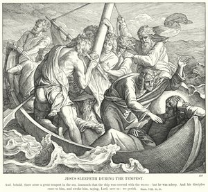 Jesus sover under stormen (gravering) av Julius (after) Schnorr von Carolsfeld