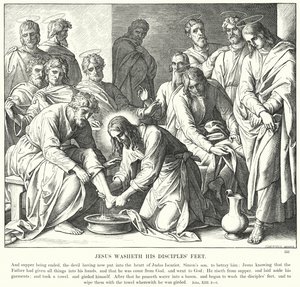 Jesus vasker disiplenes føtter (gravering) av Julius (after) Schnorr von Carolsfeld