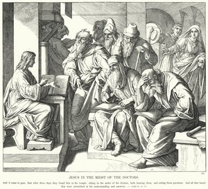 Jesus midt blant legene (gravering) av Julius (after) Schnorr von Carolsfeld