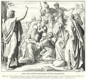 Døperen Johannes forkynner i villmarken (gravering) av Julius (after) Schnorr von Carolsfeld
