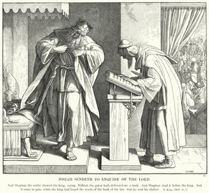 Josiah Sendeth for å spørre Herren (gravering) av Julius (after) Schnorr von Carolsfeld