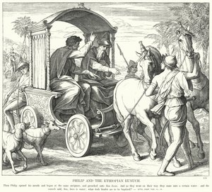 Filip og den etiopiske evnukken (gravering) av Julius (after) Schnorr von Carolsfeld