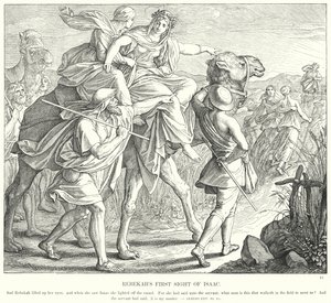 Rebekkas første syn av Isak (gravering) av Julius (after) Schnorr von Carolsfeld