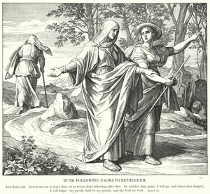 Ruth følger Naomi til Betlehem (gravering) av Julius (after) Schnorr von Carolsfeld