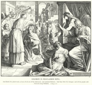 Salomo er utropt til konge (gravering) av Julius (after) Schnorr von Carolsfeld
