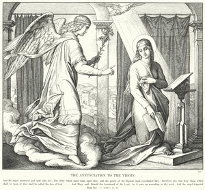 Bebudelsen til jomfruen (gravering) av Julius (after) Schnorr von Carolsfeld