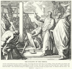 Templets bygning (gravering) av Julius (after) Schnorr von Carolsfeld