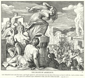 Abimeleks død (gravering) av Julius (after) Schnorr von Carolsfeld