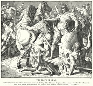 Akabs død (gravering) av Julius (after) Schnorr von Carolsfeld