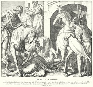 Jesebels død (gravering) av Julius (after) Schnorr von Carolsfeld