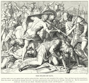 Sauls død (gravering) av Julius (after) Schnorr von Carolsfeld