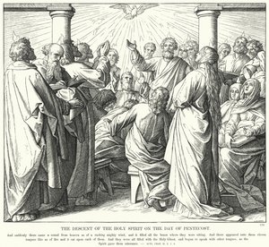 Den hellige ånds nedstigning på pinsedagen (gravering) av Julius (after) Schnorr von Carolsfeld