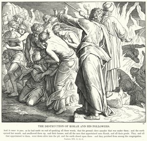 Ødeleggelsen av Korah og hans tilhengere (gravering) av Julius (after) Schnorr von Carolsfeld