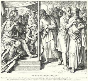 Distribusjonen av Kanaan (gravering) av Julius (after) Schnorr von Carolsfeld