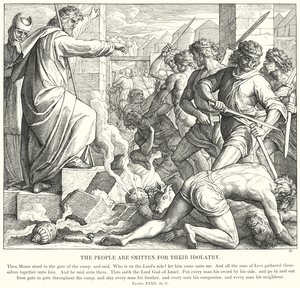 Folket er slått for deres avgudsdyrkelse (gravering) av Julius (after) Schnorr von Carolsfeld