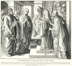 Presentasjonen av Jesusbarnet i tempelet (gravering) av Julius (after) Schnorr von Carolsfeld