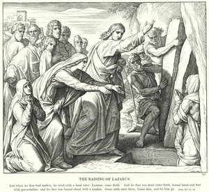 The Raising of Lasarus (gravering) av Julius (after) Schnorr von Carolsfeld