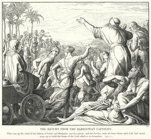 Tilbakekomsten fra det babylonske fangenskapet (gravering) av Julius (after) Schnorr von Carolsfeld