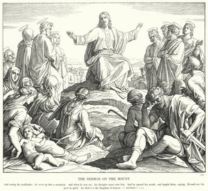 Bergprekenen (gravering) av Julius (after) Schnorr von Carolsfeld