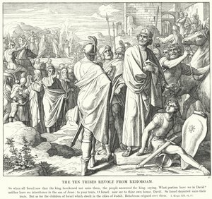 De ti stammene gjør opprør fra Rehabeam (gravering) av Julius (after) Schnorr von Carolsfeld