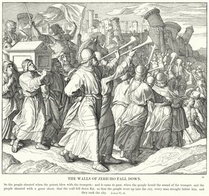 Jerikos vegger faller ned (gravering) av Julius (after) Schnorr von Carolsfeld