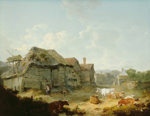 A Farmyard, Otford, Kent av Julius Caesar Ibbetson