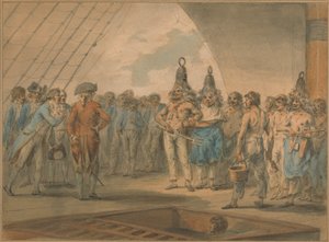 Crossing the Line-seremonien om bord på skipet, "Vestal" av Julius Caesar Ibbetson