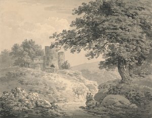 Landskap med et ødelagt tårn av Julius Caesar Ibbetson