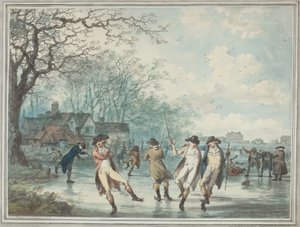 Skatere på Serpentine i Hyde Park av Julius Caesar Ibbetson