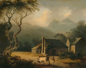 The Gathering Storm (olje på panel) av Julius Caesar Ibbetson