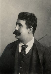 Portrett av den italienske komponisten Ruggero Leoncavallo (bilde) av Julius Cornelius Schaarwachter