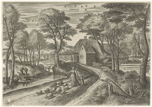 april Aprilis (tittel på objekt) De tolv månedene (serietittel) av Julius Goltzius