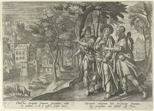 Emmaus-gjengere Kristi opptredener etter hans død (serietittel) av Julius Goltzius