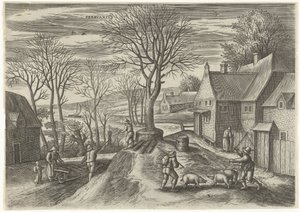februar Febrvarivs (tittel på objekt) De tolv månedene (serietittel) av Julius Goltzius